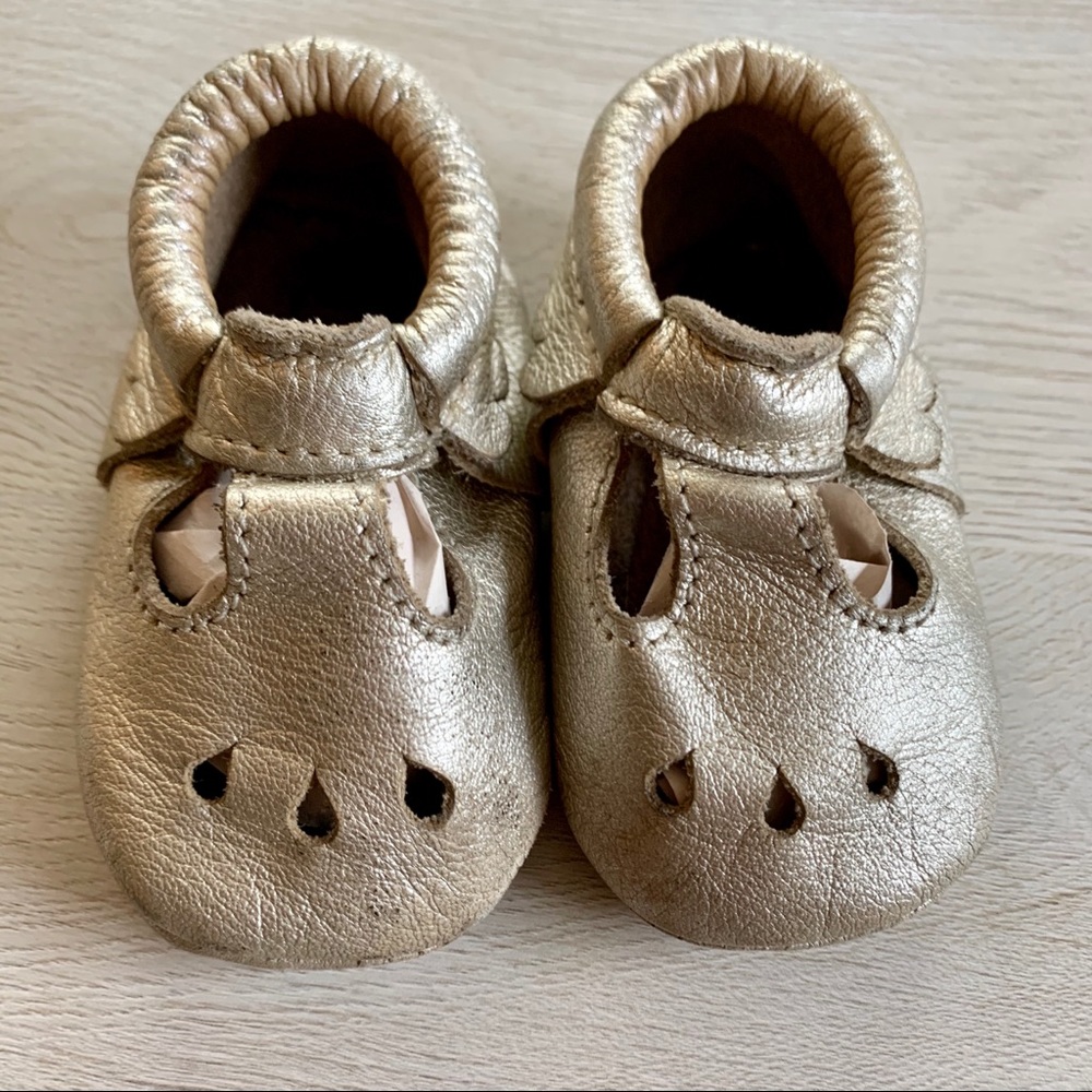 Freshly Picked Gold T-Strap Mary Janes